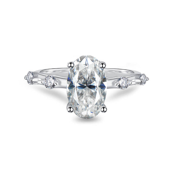 3.5CT Oval Moissanite Hidden Halo Engagement Ring