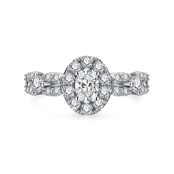 Halo Oval Moissanite Infinity Pave Engagement Ring
