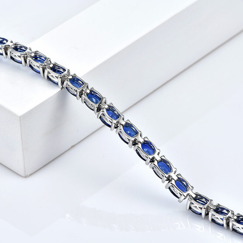 Oval Sapphire Tennis Bracelet In Sterling Silver - ReadYourHeart
