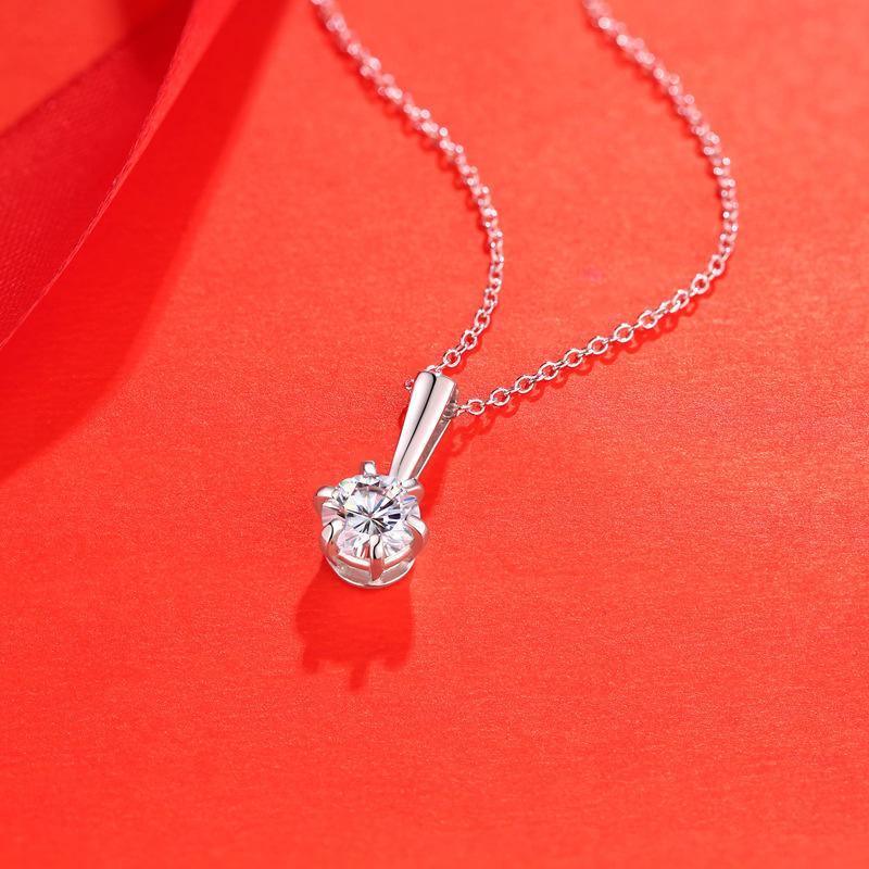 Moissanite Series Water Droplet Sterling Silver Necklace - ReadYourHeart,RNL-P9532