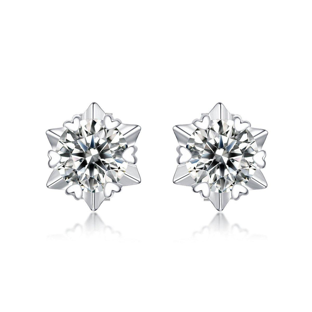 Moissanite Series Romantic Snowflake Sterling Silver Stud Earrings - ReadYourHeart,REL-CME03B,REL-CME03A