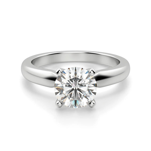 Classic Solitaire Round Moissanite Four Prong Engagement Ring - ReadYourHeart