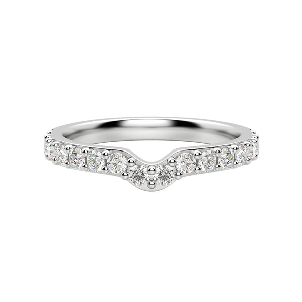 Curved Pave Moissanite Half Eternity Wedding Band Ring In Sterling Silver - ReadYourHeart