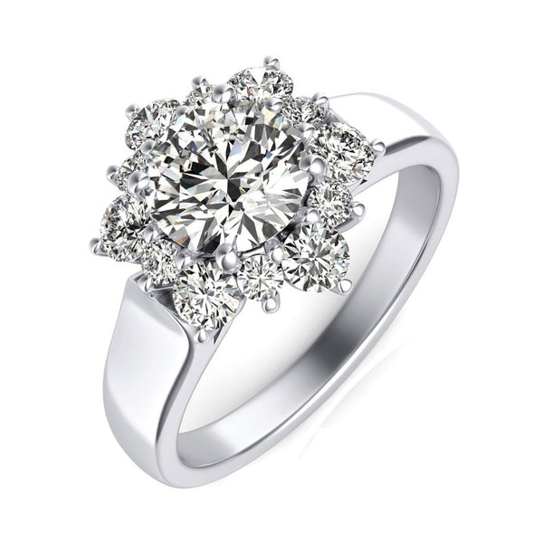 Halo Moissanite With Floral Accents Engagement Ring - ReadYourHeart