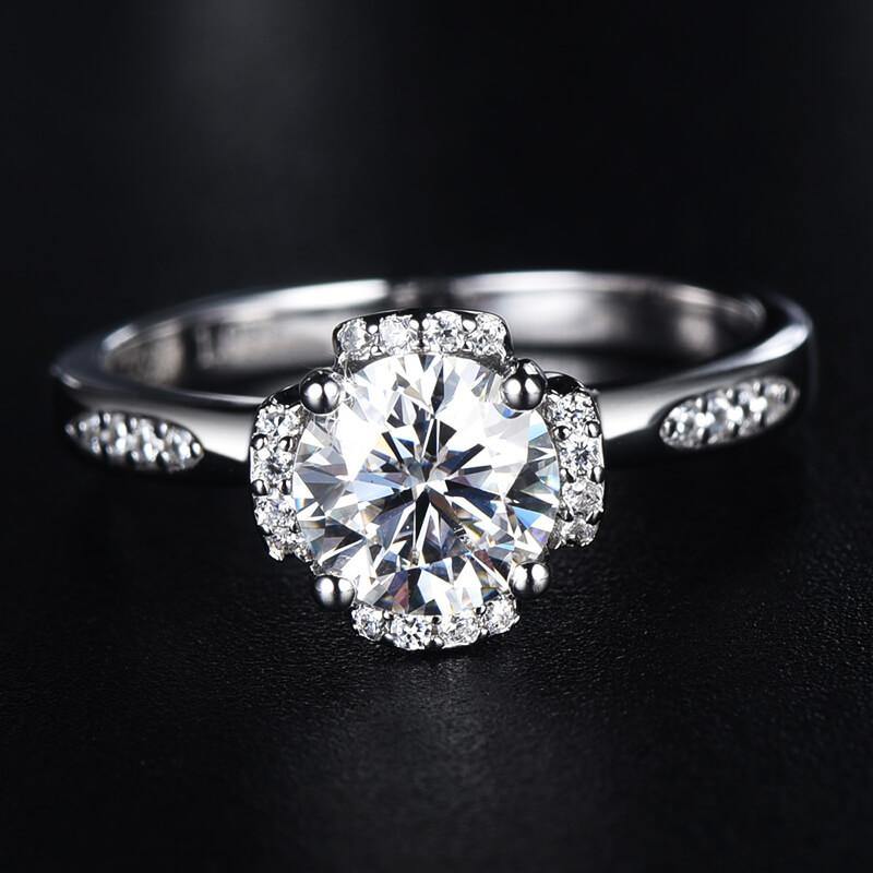 Moissanite Fashion Flower Sterling Silver Wedding Ring - ReadYourHeart,RRL-1306,RRL-1308