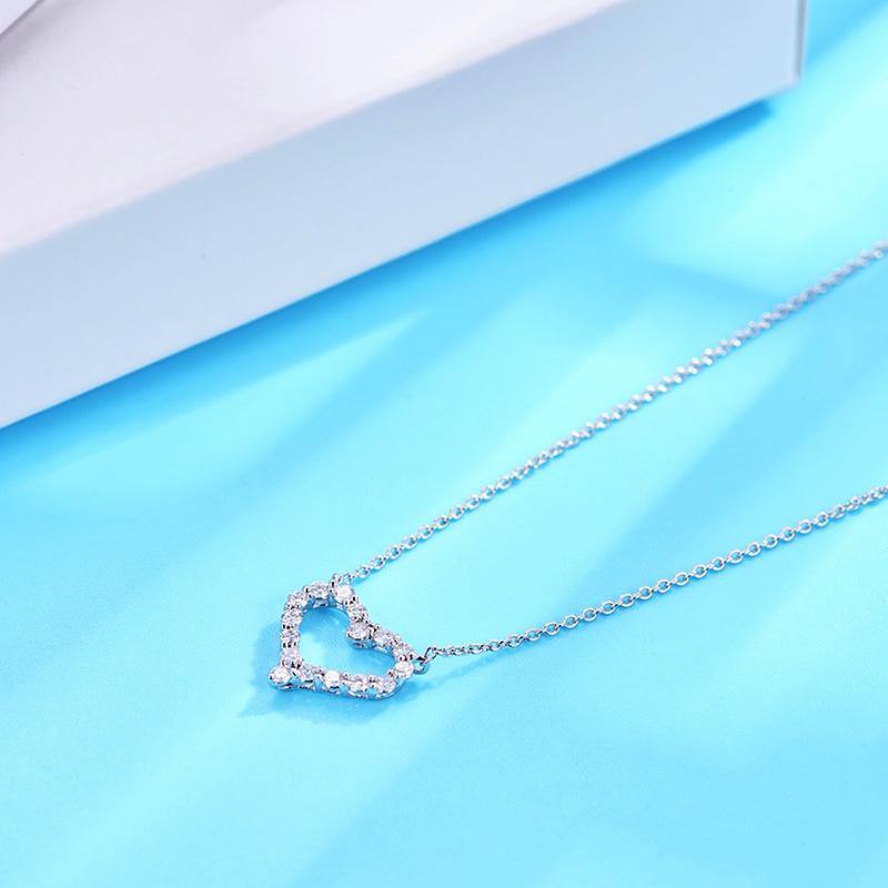 Moissanite love heart sterling silver necklace - ReadYourHeart