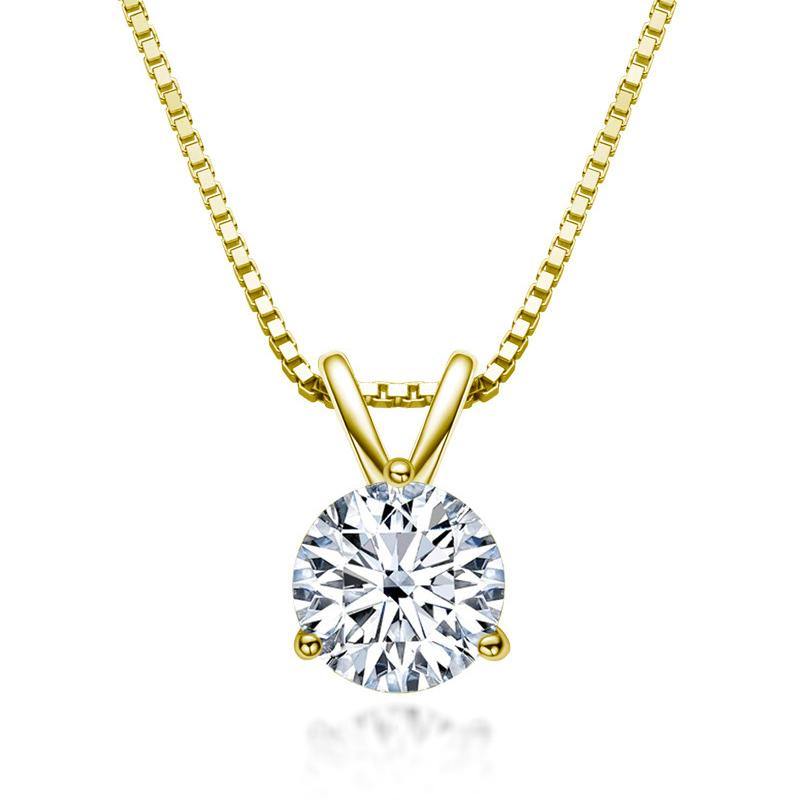 Moissanite round three Prong sterling silver necklace pendant - ReadYourHeart