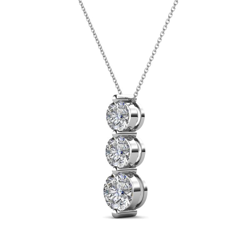 Three-Stone Drop Moissanite Pendant Necklace in Sterling Silver - ReadYourHeart