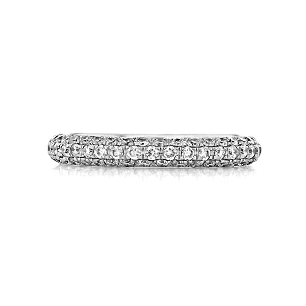 Triple Pave Moissanite Half Eternity Wedding Band Stackable Ring - ReadYourHeart