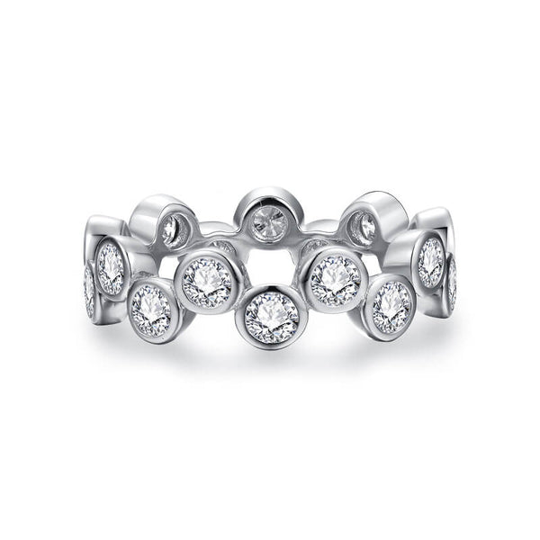 Bezel Set Moissanite Zig-Zag Eternity Wedding Band Ring