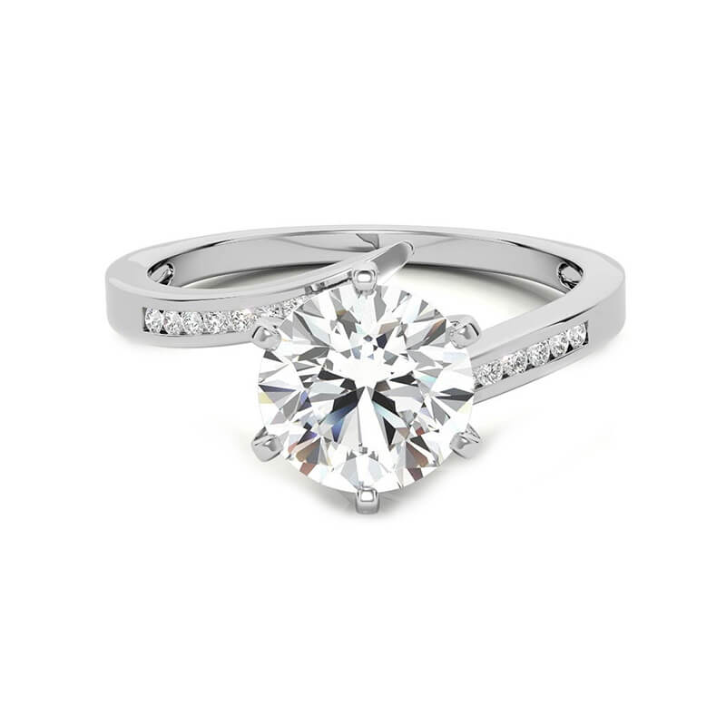 Bypass Round Moissanite Channel-Set Side Stones Engagement Ring,RRL-FA1C1215-1,RRL-FA1C1215-2,RRL-FA1C1215-3