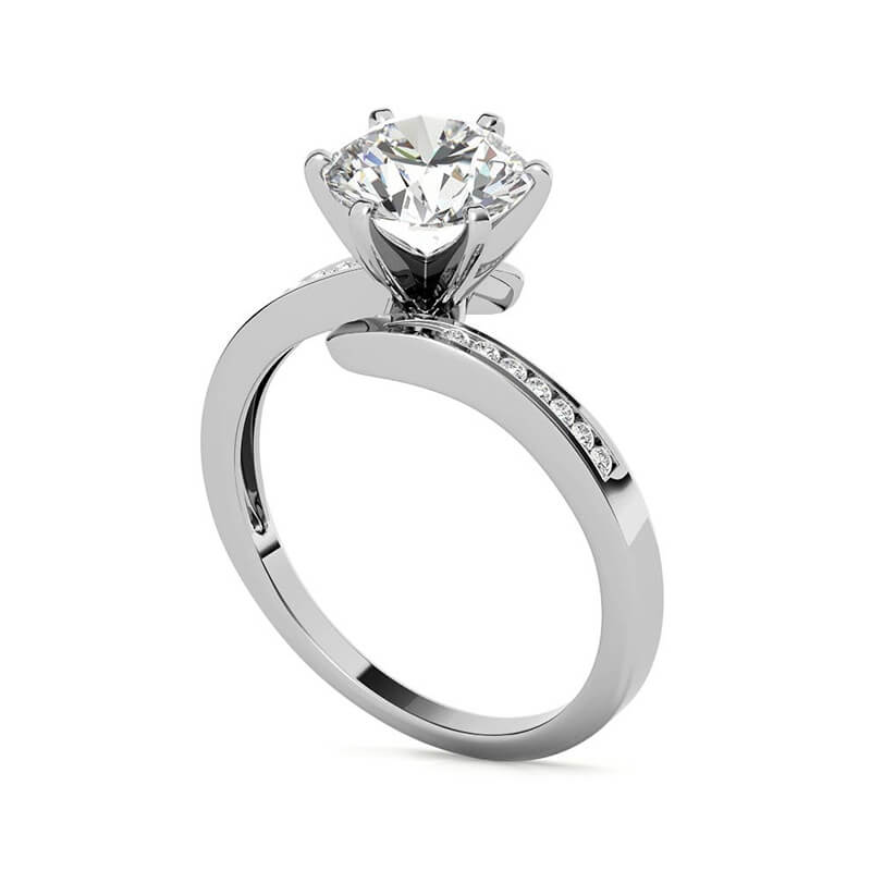 Bypass Round Moissanite Channel-Set Side Stones Engagement Ring,RRL-FA1C1215-1,RRL-FA1C1215-2,RRL-FA1C1215-3