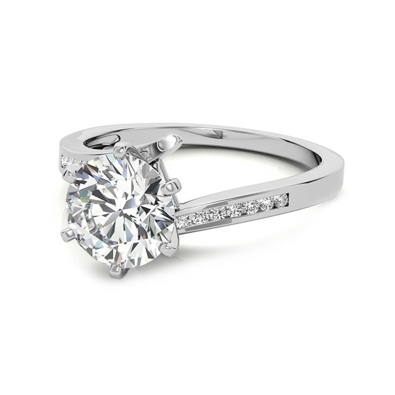 Bypass Round Moissanite Channel-Set Side Stones Engagement Ring,RRL-FA1C1215-1,RRL-FA1C1215-2,RRL-FA1C1215-3