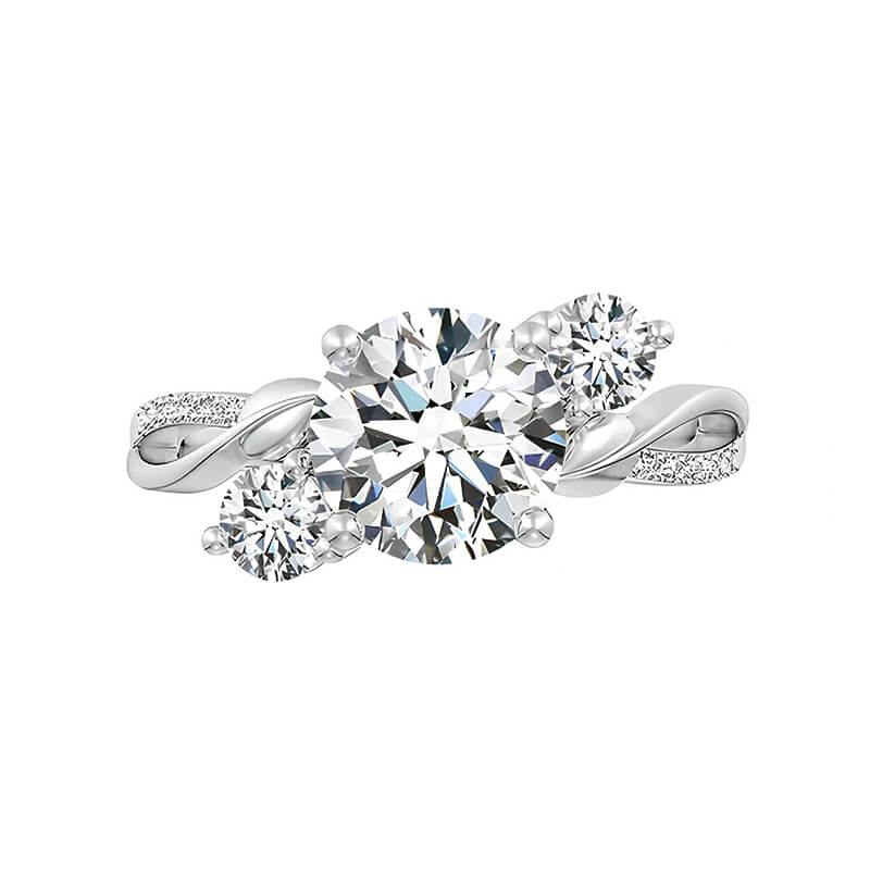 Bypass Three Stone Moissanite Twisted Vine Pave Engagement Ring,RRL-FA1C1234-1,RRL-FA1C1234-2,RRL-FA1C1234-3