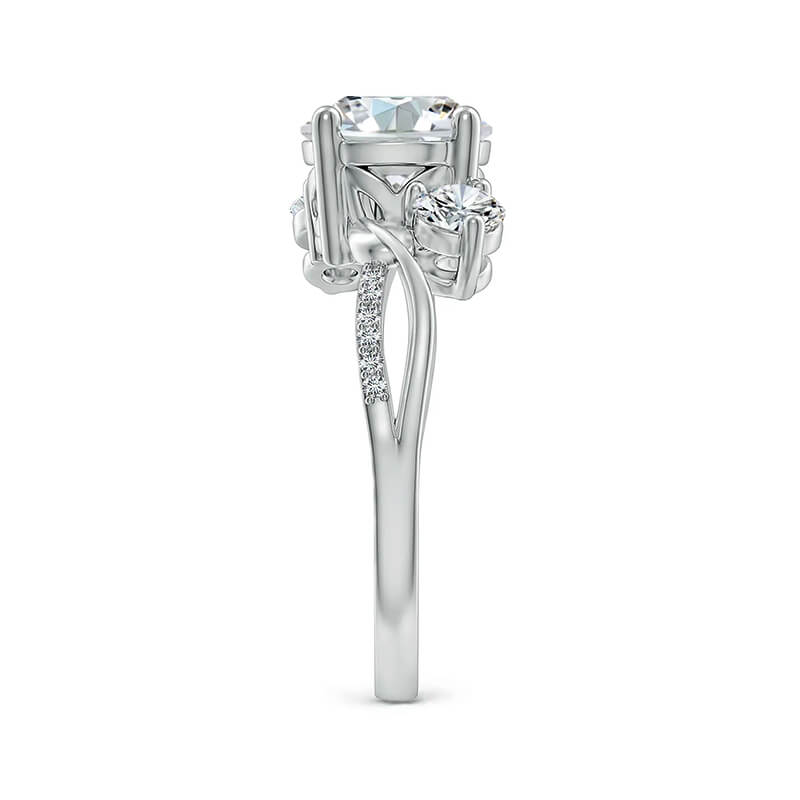 Bypass Three Stone Moissanite Twisted Vine Pave Engagement Ring,RRL-FA1C1234-1,RRL-FA1C1234-2,RRL-FA1C1234-3