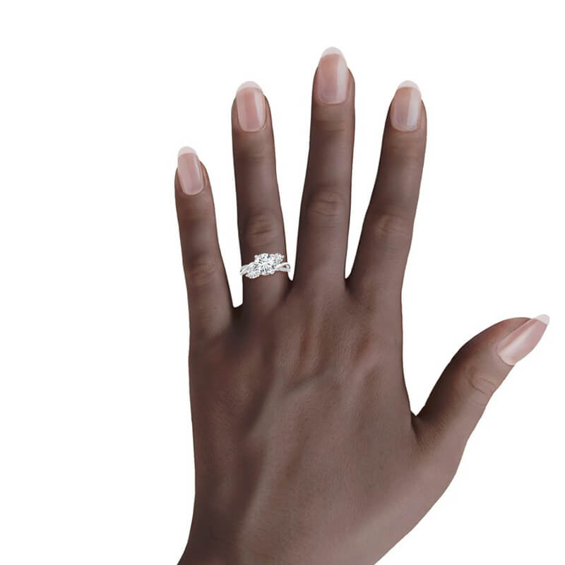 Bypass Three Stone Moissanite Twisted Vine Pave Engagement Ring,RRL-FA1C1234-1,RRL-FA1C1234-2,RRL-FA1C1234-3