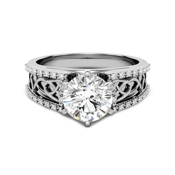Cathedral Celtic Moissanite Wide Band Engagement Ring