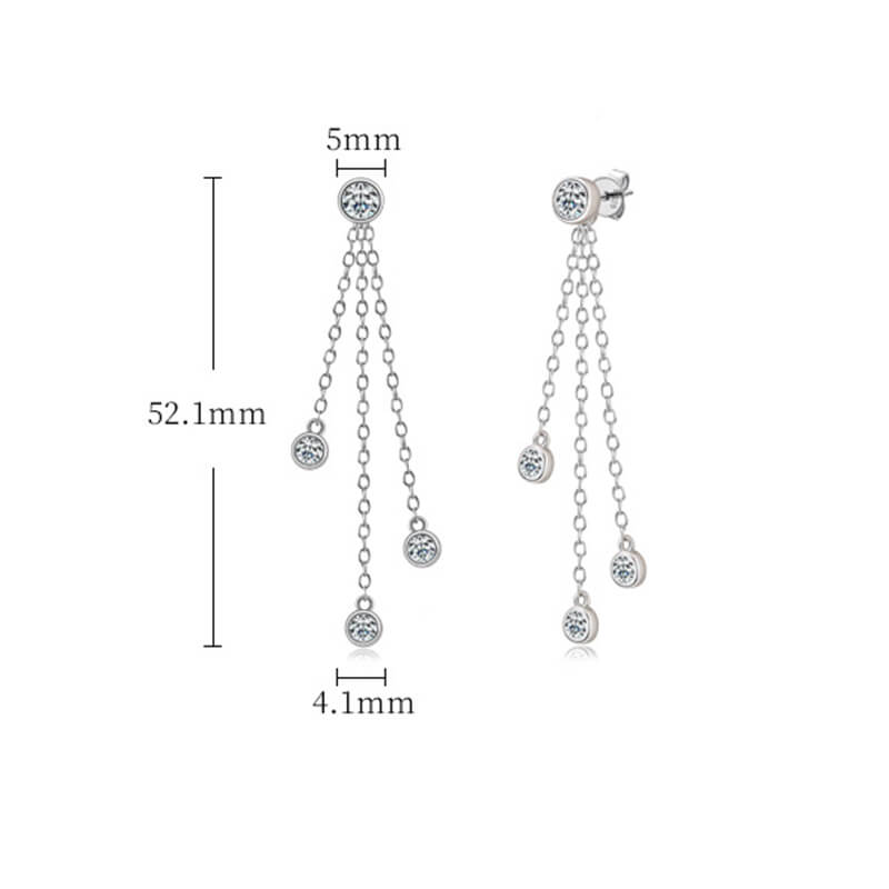 Chain Tassel Moissanite Drop Earrings In Sterling Silver - ReadYourHeart
