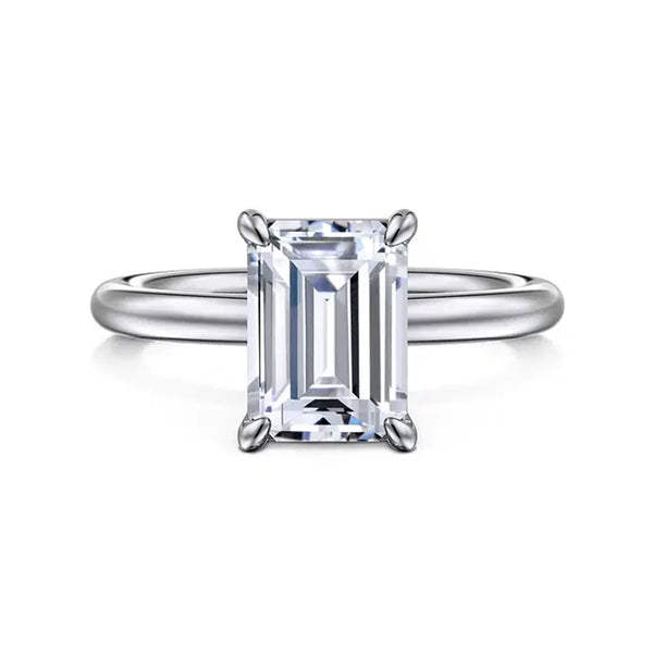 Classic Solitaire Emerald-Cut Moissanite Polish Engagement Ring