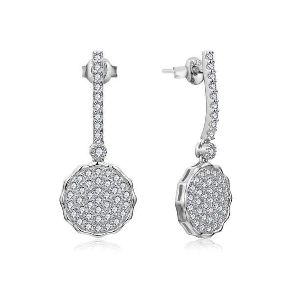Cluster Moissanite Pave Drop Earrings In Sterling Silver