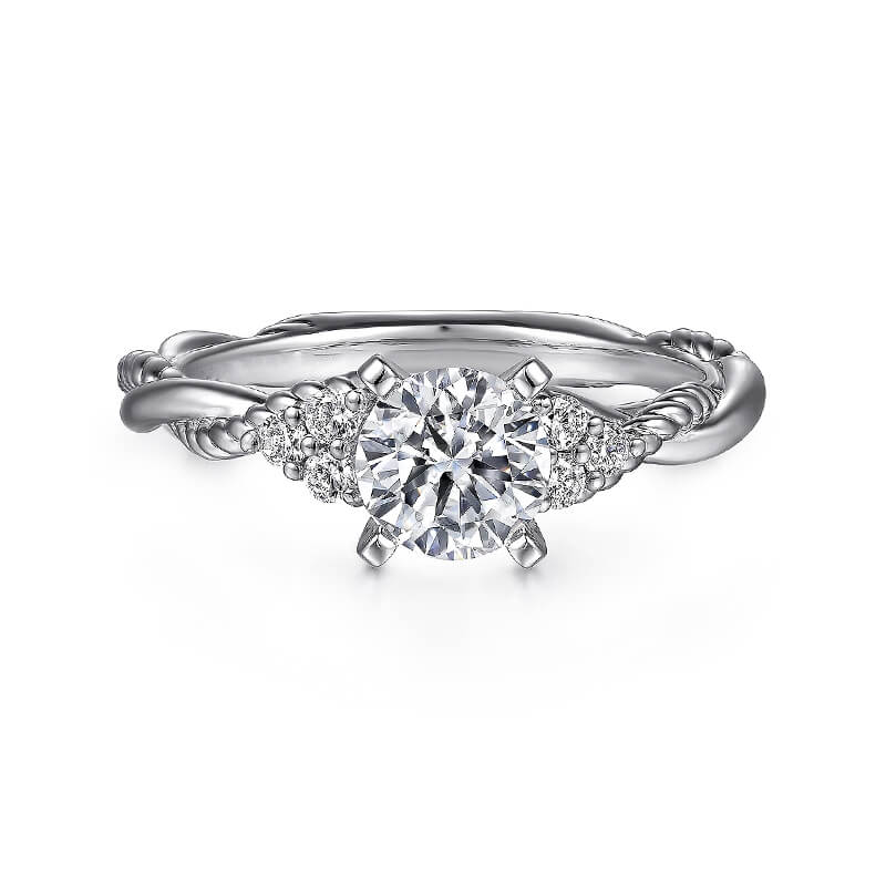Cluster Peg Head Moissanite Twisted Rope Engagement Ring - ReadYourHeart