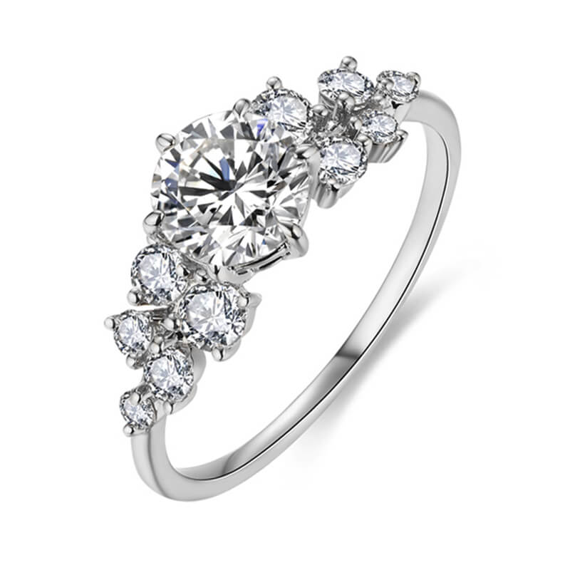 Cluster Round Moissanite Engagement Ring - ReadYourHeart