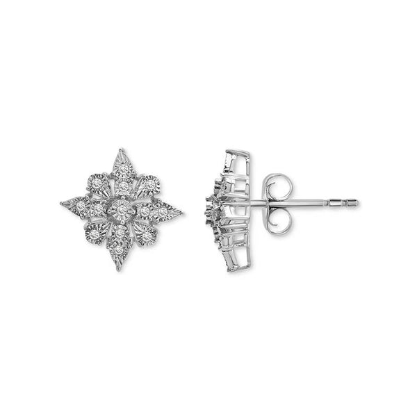 Cluster Star Moissanite Stud Earrings In Sterling Silver