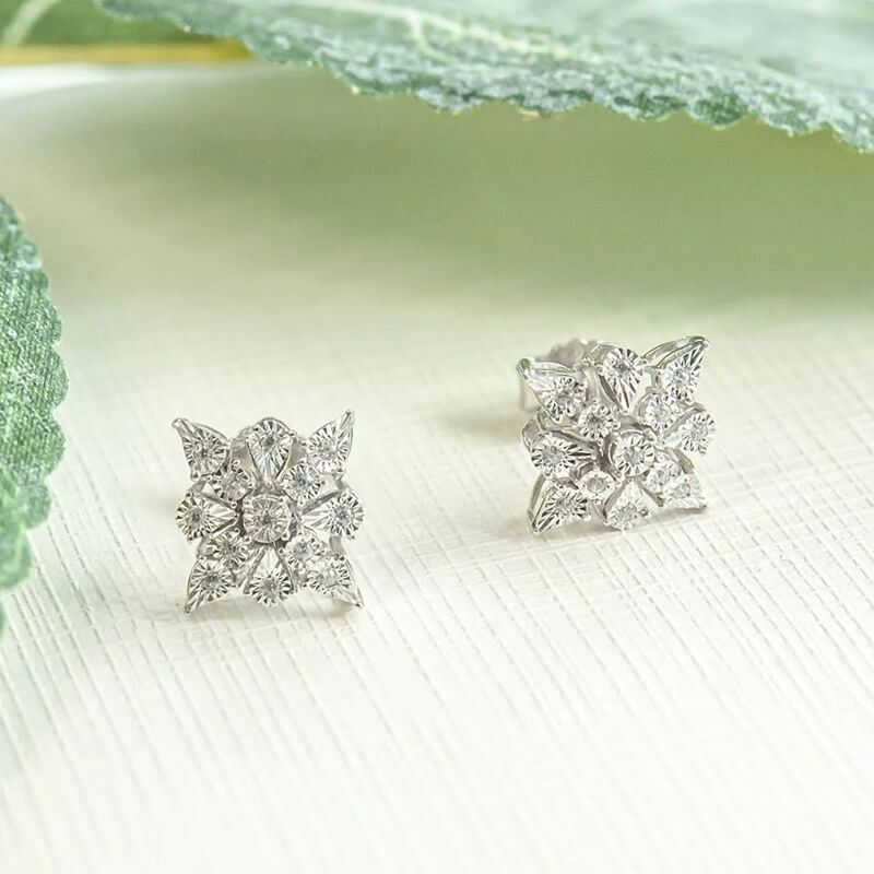 Cluster Star Moissanite Stud Earrings In Sterling Silver - ReadYourHeart