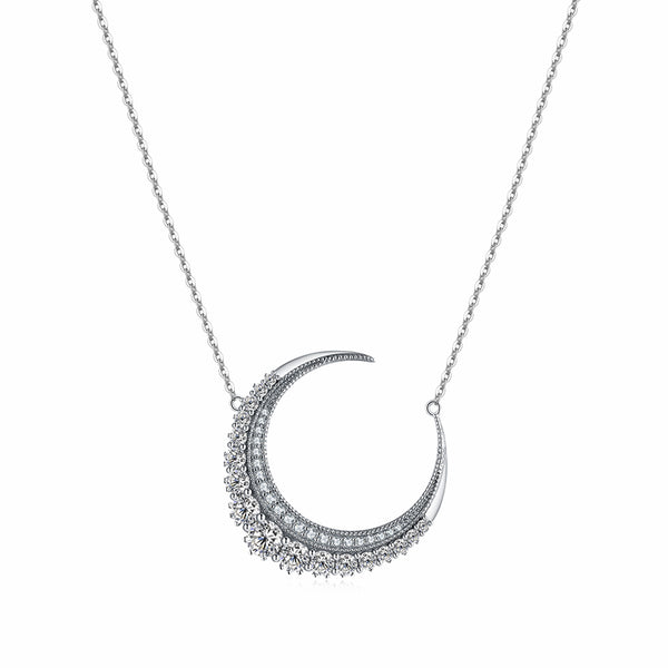 Crescent Moon Moissanite Necklace In Sterling Silver - ReadYourHeart