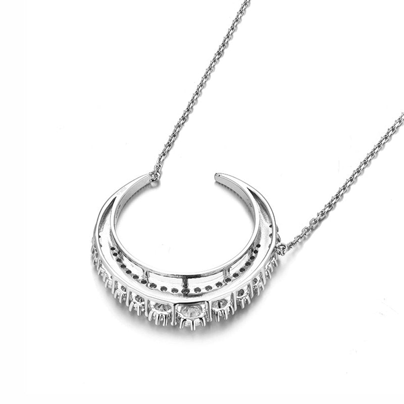 Crescent Moon Moissanite Necklace In Sterling Silver - ReadYourHeart