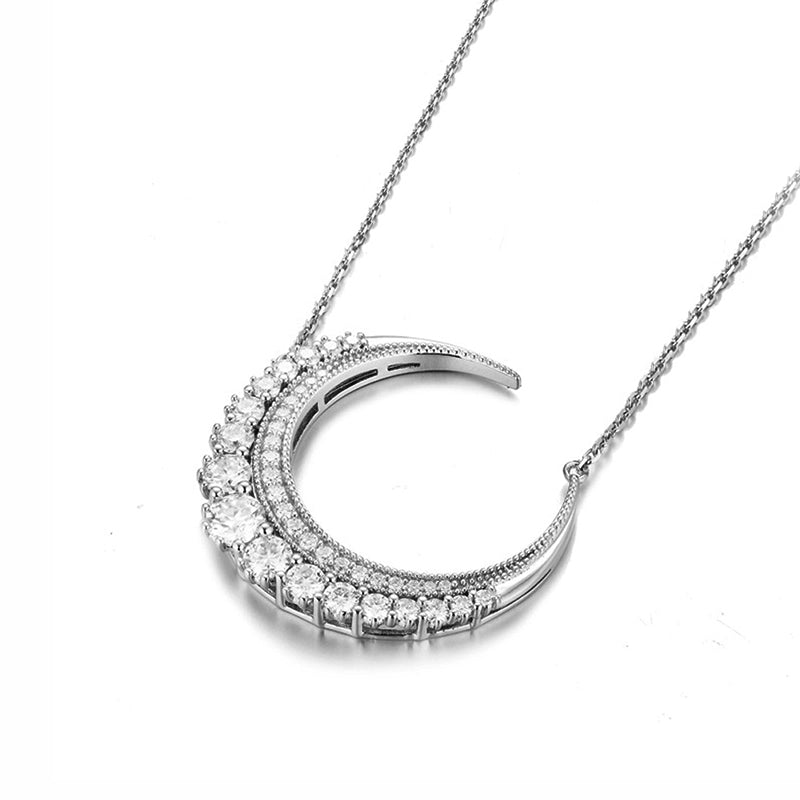 Crescent Moon Moissanite Necklace In Sterling Silver - ReadYourHeart