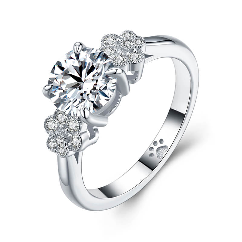 Dog Paw Print Moissanite Engagement Ring,RRL-FA1C935-1,RRL-FA1C935-2,RRL-FA1C935-3