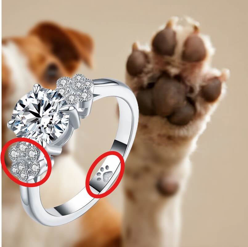 Dog Paw Print Moissanite Engagement Ring,RRL-FA1C935-1,RRL-FA1C935-2,RRL-FA1C935-3