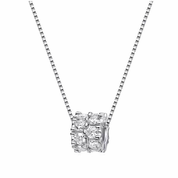 Double Circle Moissanite Necklace In Sterling Silver
