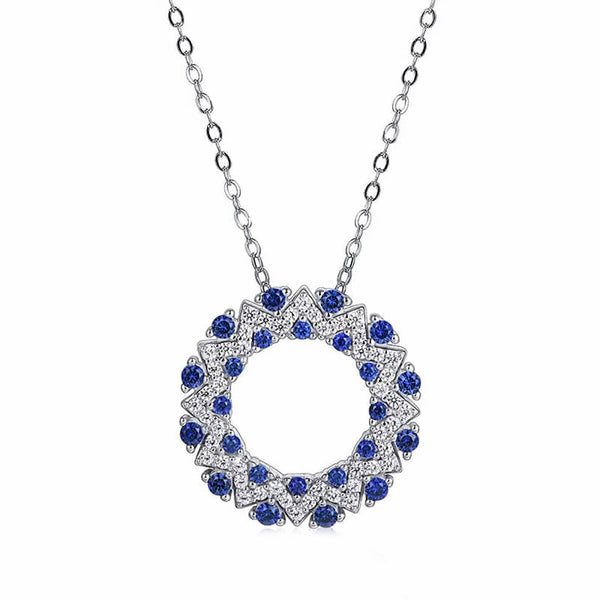 Double Hoop Lab-Created Sapphire Sterling Silver Necklace - ReadYourHeart