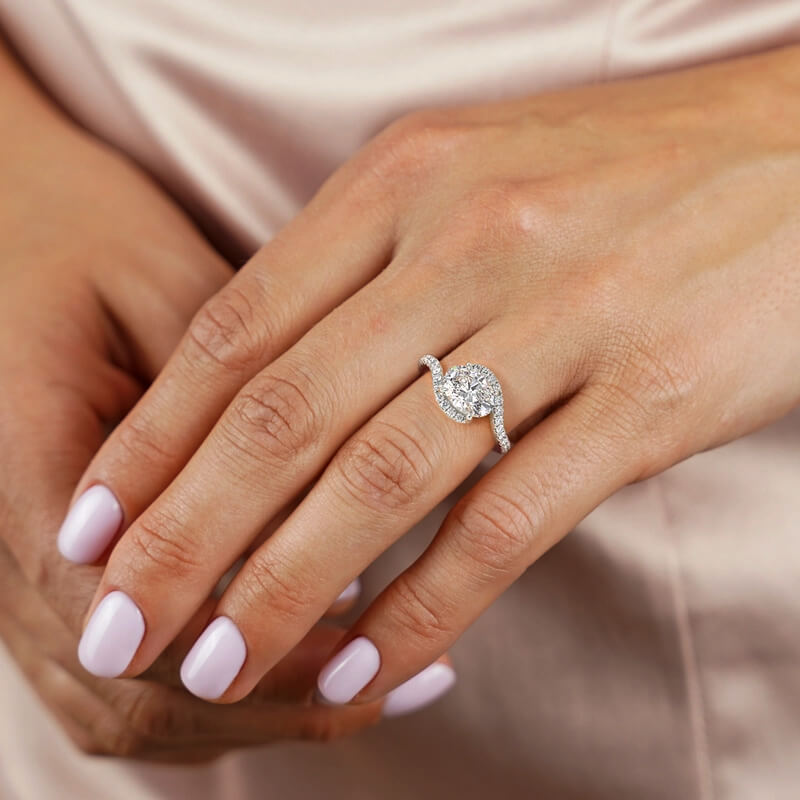 East-West Bypass Oval Moissanite Pave Engagement Ring,RRL-FA1C1216-1,RRL-FA1C1216-2,RRL-FA1C1216-3