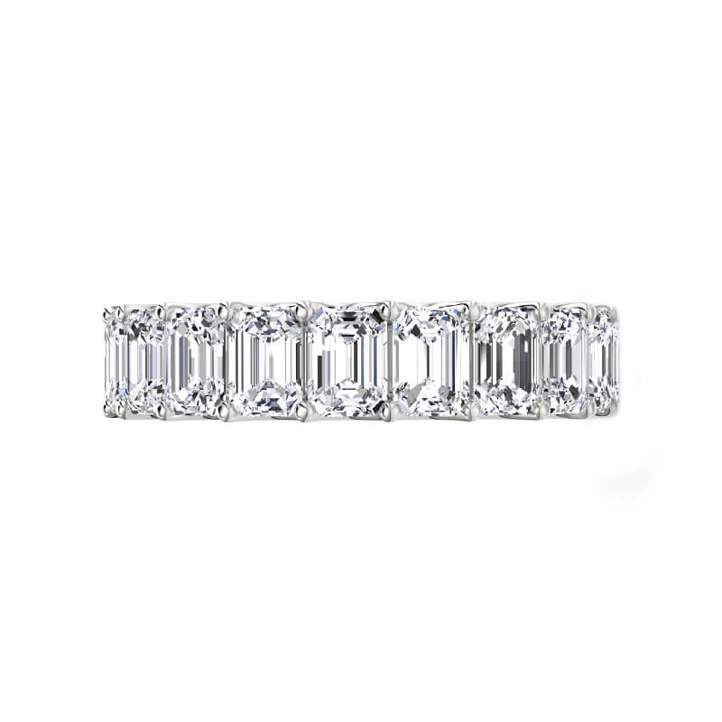 Emerald-Cut Moissanite Eternity Wedding Band Ring In Sterling Silver - ReadYourHeart