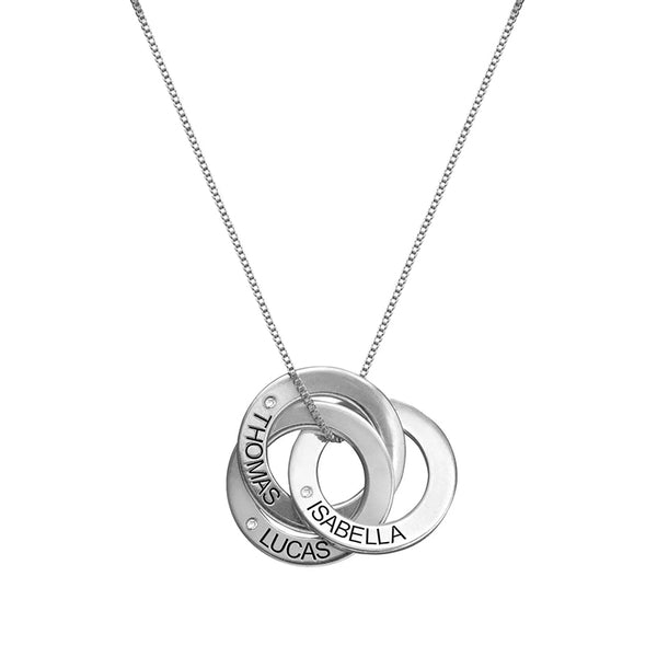 Engravable Interlocking Circles With Moissanite Necklace In Sterling Silver