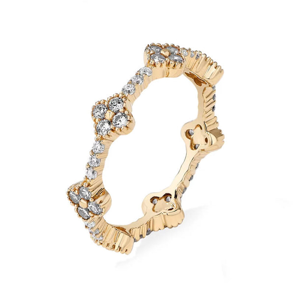 Eternity Clover Pave Moissanite Wedding Band Ring