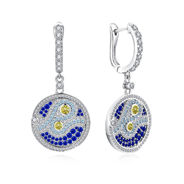 Famous Paintings "The Starry Night" Inspired Moissanite Drop Earrings - ReadYourHeart