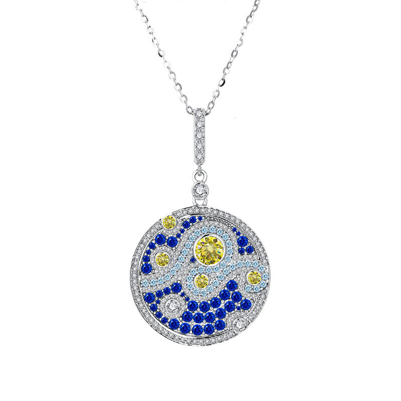 Famous Paintings "The Starry Night" Inspired Moissanite Drop Necklace - ReadYourHeart