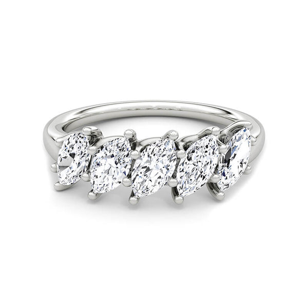 Five Marquise Moissanite Half Eternity Wedding Band Ring