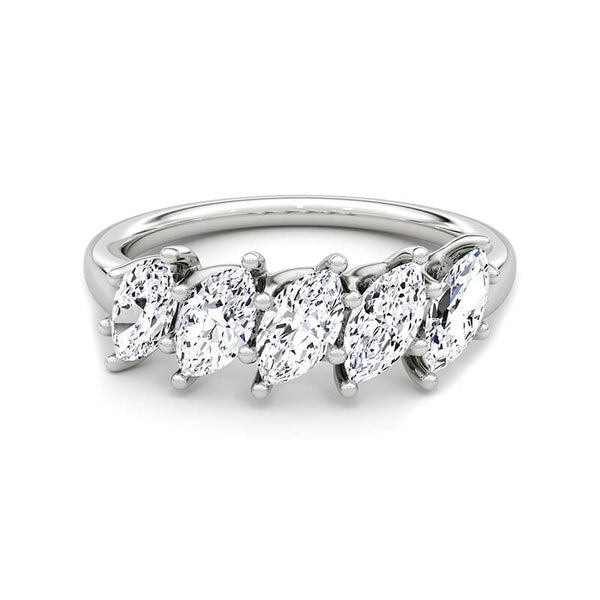 Five Marquise Moissanite Half Eternity Wedding Band Ring - ReadYourHeart