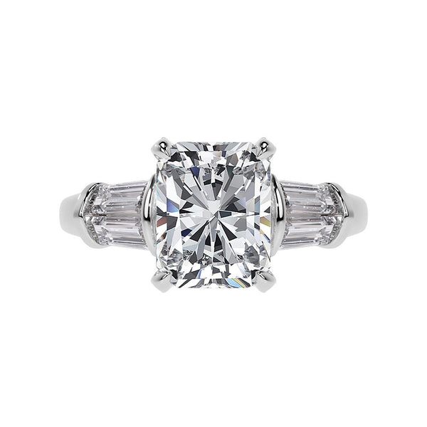 Five Stone Radiant Moissanite And Baguette Engagement Ring