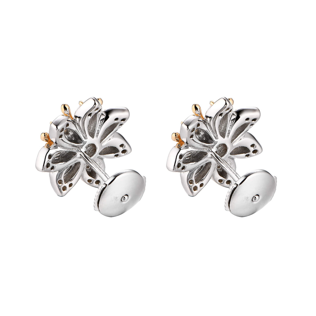 Flower Round Moissanite Stud Earrings In Sterling Silver - ReadYourHeart