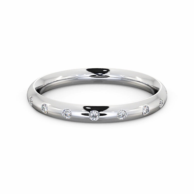 Flush Set Moissanite Evenly Spaced Eternity Wedding Band - ReadYourHeart