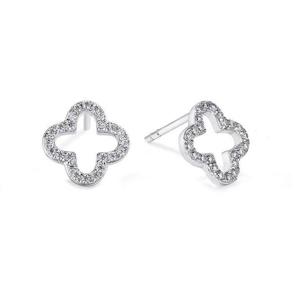 Four-Leaf Clover Moissanite Stud Earrings In Sterling Silver