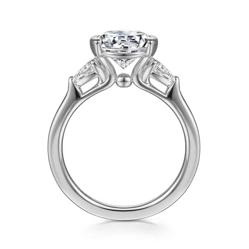 Half Bezel Moissanite Three Stone Engagement Ring,RRL-FA1C1240-1,RRL-FA1C1240-2,RRL-FA1C1240-3
