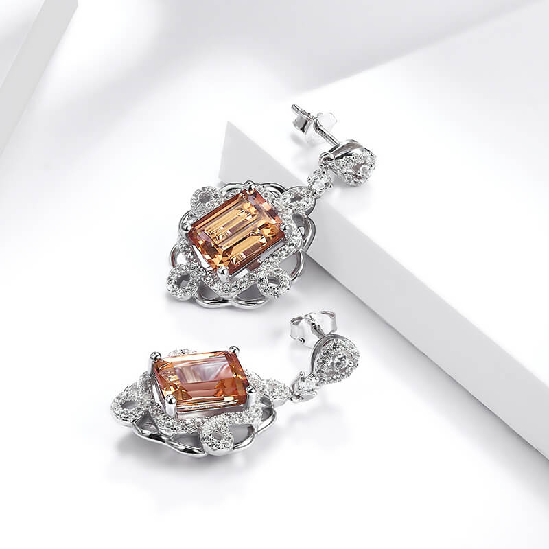 Halo Emerald-Cut Zultanite Diaspore Drop Earrings In Sterling Silver - ReadYourHeart