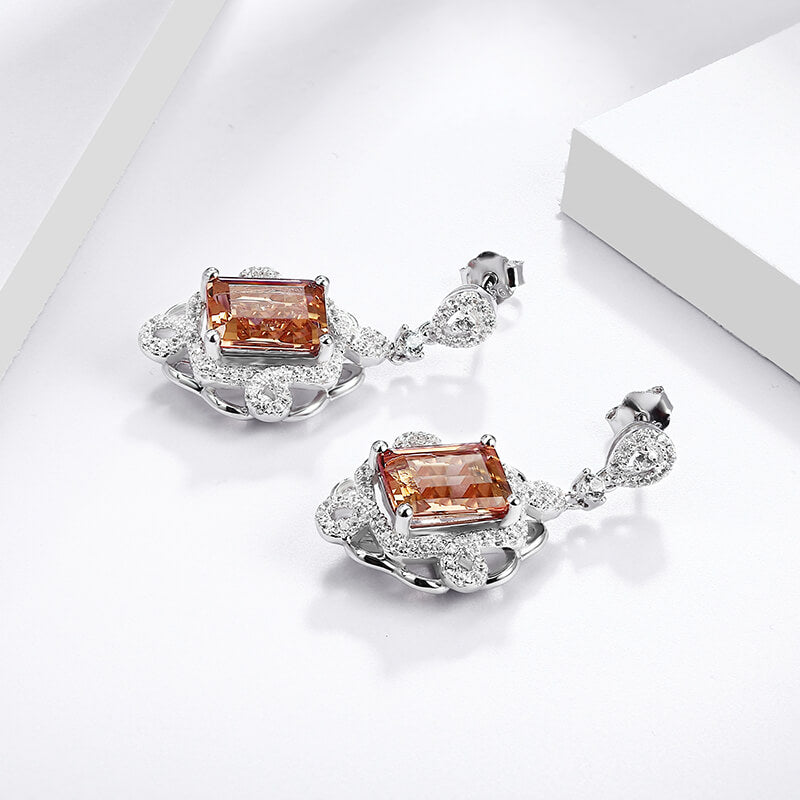 Halo Emerald-Cut Zultanite Diaspore Drop Earrings In Sterling Silver - ReadYourHeart